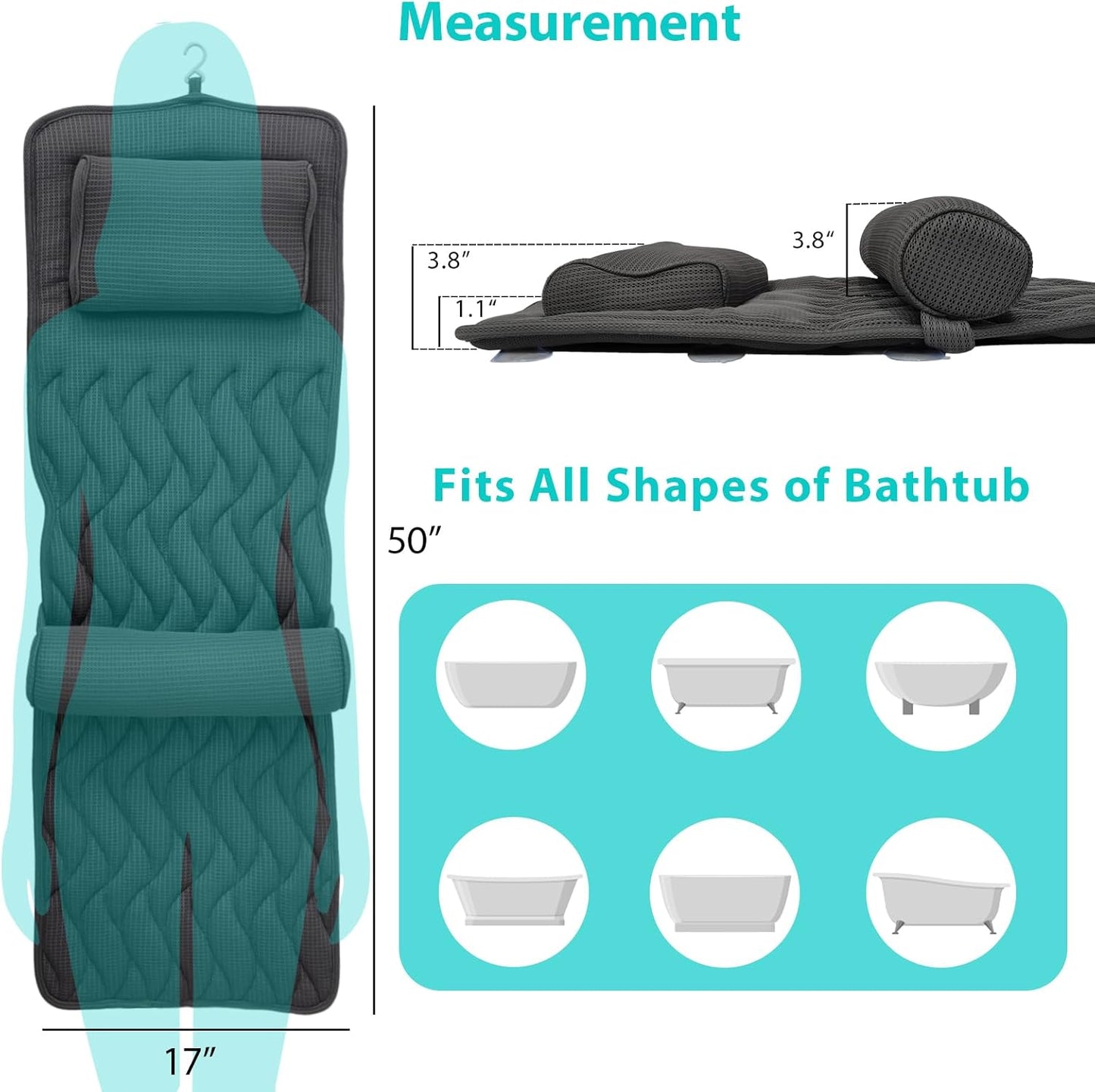 Full Body Bath Pillow- with Adjustable Lumbar Roll Pillow
