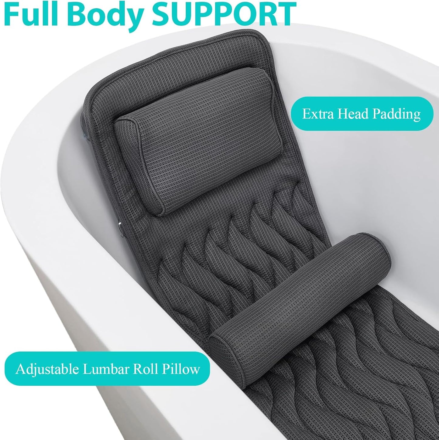 Full Body Bath Pillow- with Adjustable Lumbar Roll Pillow
