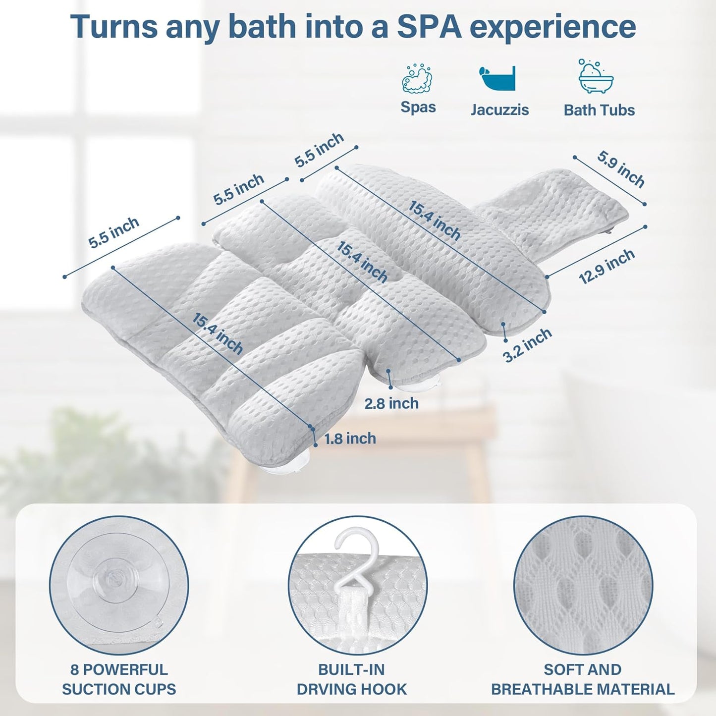 Plush Mesh Bath Pillow
